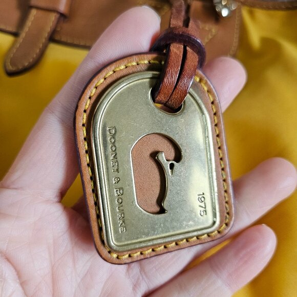 Dooney and Bourke Mustard Yellow Nylon Tote Satchel - Picture 9 of 12